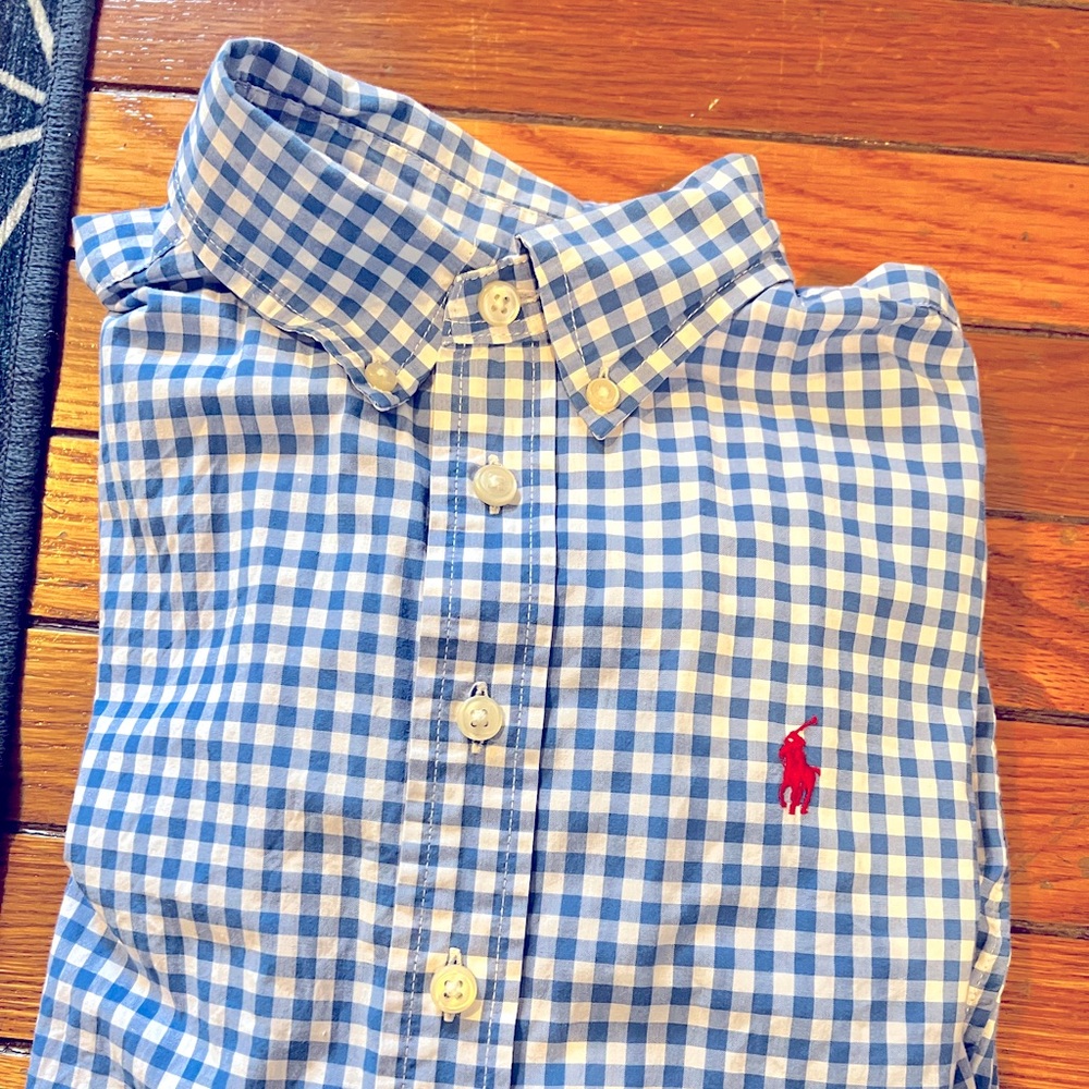Boys Ralph Lauren Med blue check shirt